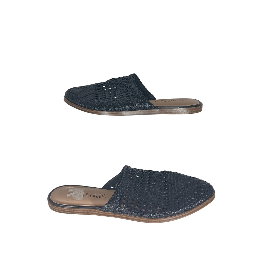 Dakota Mules 8 Black Woven Braided Boho Coastal Flat Slides Huarache Style Chic